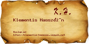 Klementis Hasszán névjegykártya